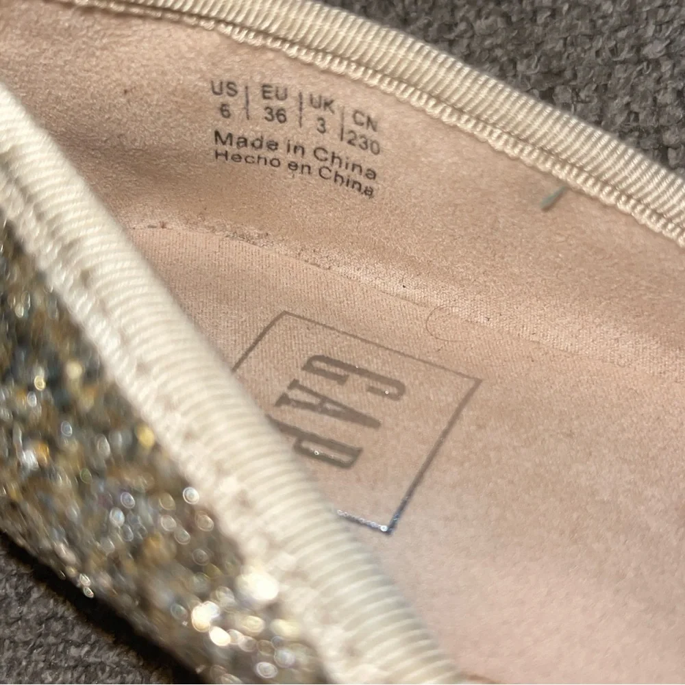 Girls Gap Gold Glitter Ballet Flats Holiday Fall Christmas Size 6